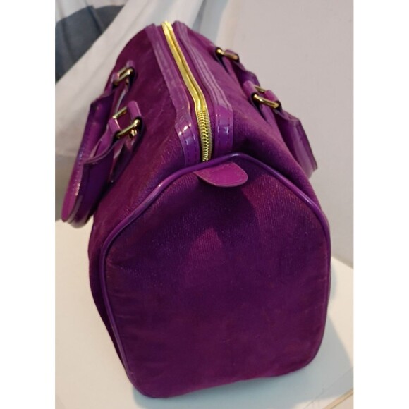 Victoria Secret Purple Velour Suede Like Handbag Y2K - Picture 4 of 10
